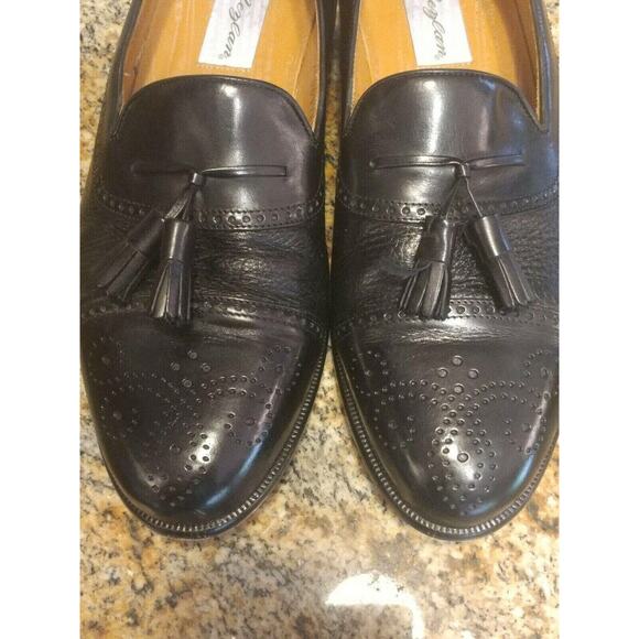 MEZLAN HAVANA MENS TASSLE LOAFER DRESS SHOES SIZE 9.5 M CAP TOE LEATHER BLACK - Picture 12 of 12